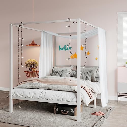 SHA CERLIN Full Canopy Bed Frame mosquito net